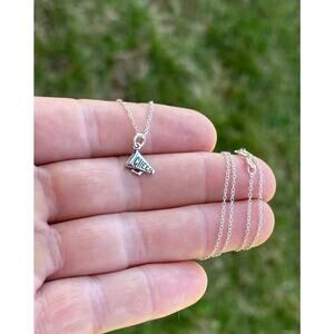 Sterling Silver Cheer Necklace, Sterling Silver Megaphone Cheer Necklace